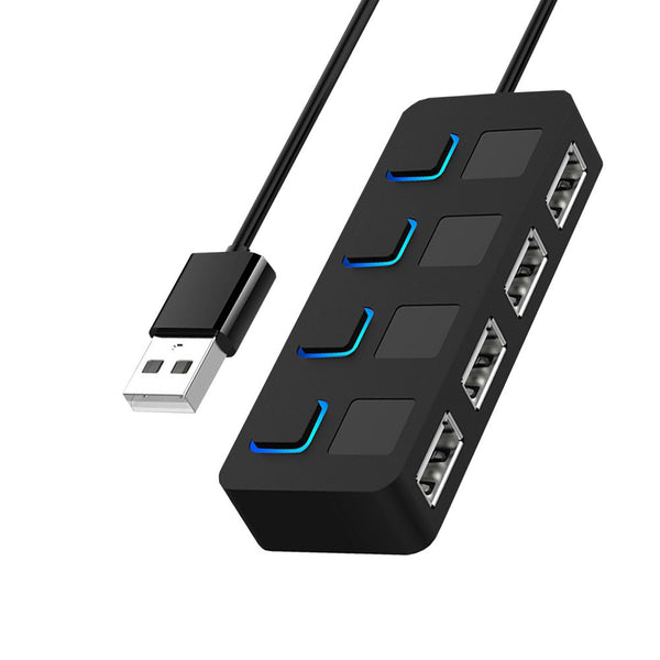 USB 2.0 Hub 4-Port Splitter with Power Adapter