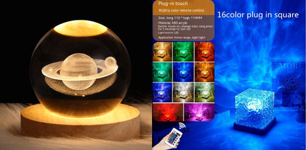 LED Water Ripple Projection Night Light